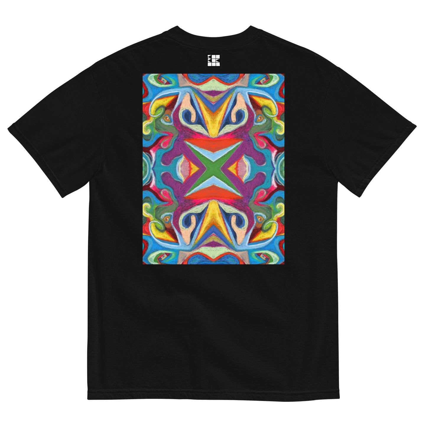B. BATTERN, Gulgar EZU, BBB Black T-Shirt Back, Colorful Pattern, Berlin Artist, Limited Edition Designer Collection, Fashion Label, Art Collection, baobabwod