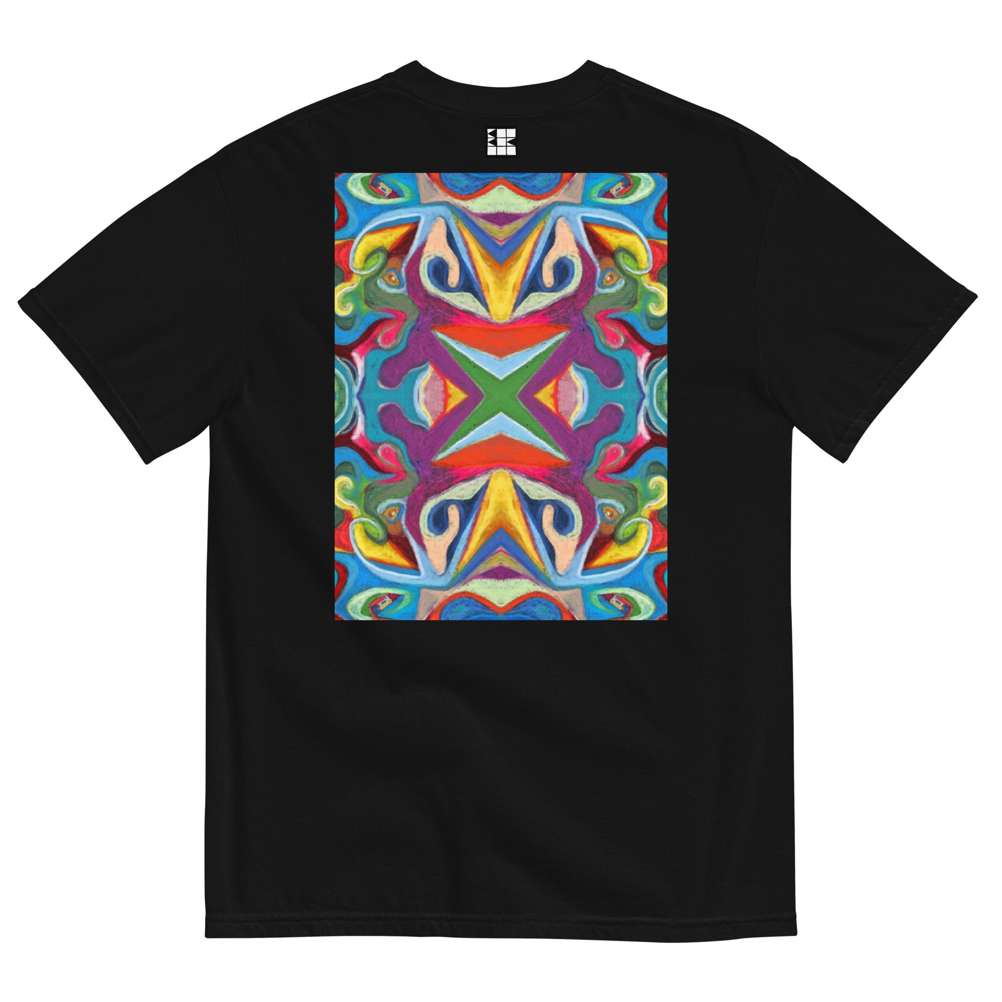 B. BATTERN, Gulgar EZU, BBB Black T-Shirt Back, Colorful Pattern, Berlin Artist, Limited Edition Designer Collection, Fashion Label, Art Collection, baobabwod