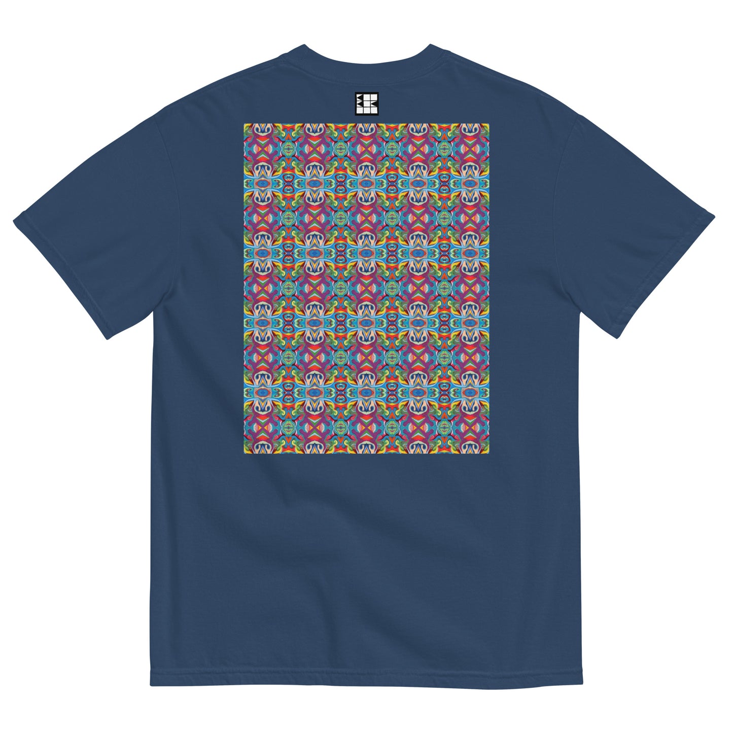 B. BATTERN, Gulgar EZU, BBB Navy T-Shirt Back, Colorful Pattern, Berlin Artist, Limited Edition Designer Collection, Fashion Label, Art Collection, baobabwod