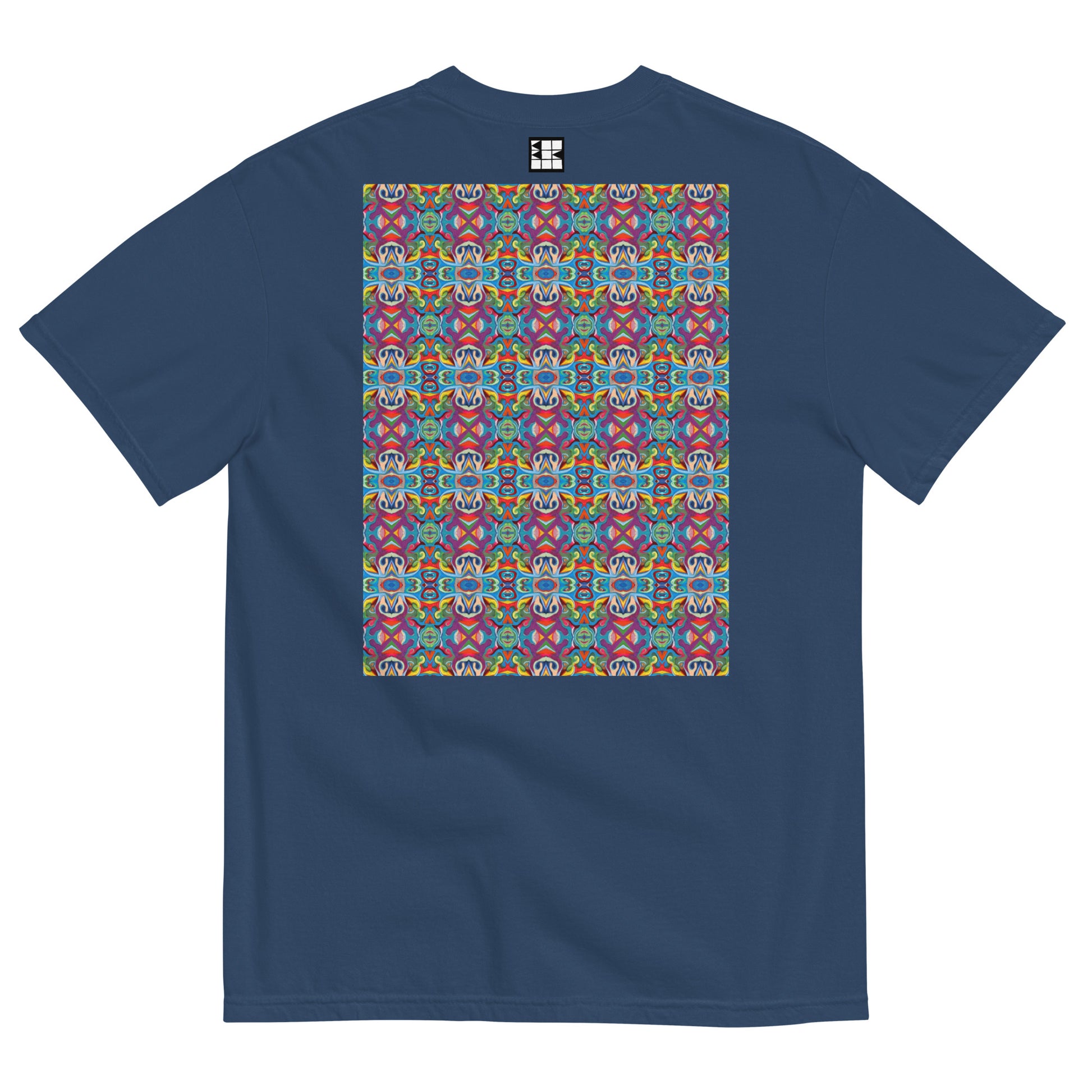B. BATTERN, Gulgar EZU, BBB Navy T-Shirt Back, Colorful Pattern, Berlin Artist, Limited Edition Designer Collection, Fashion Label, Art Collection, baobabwod