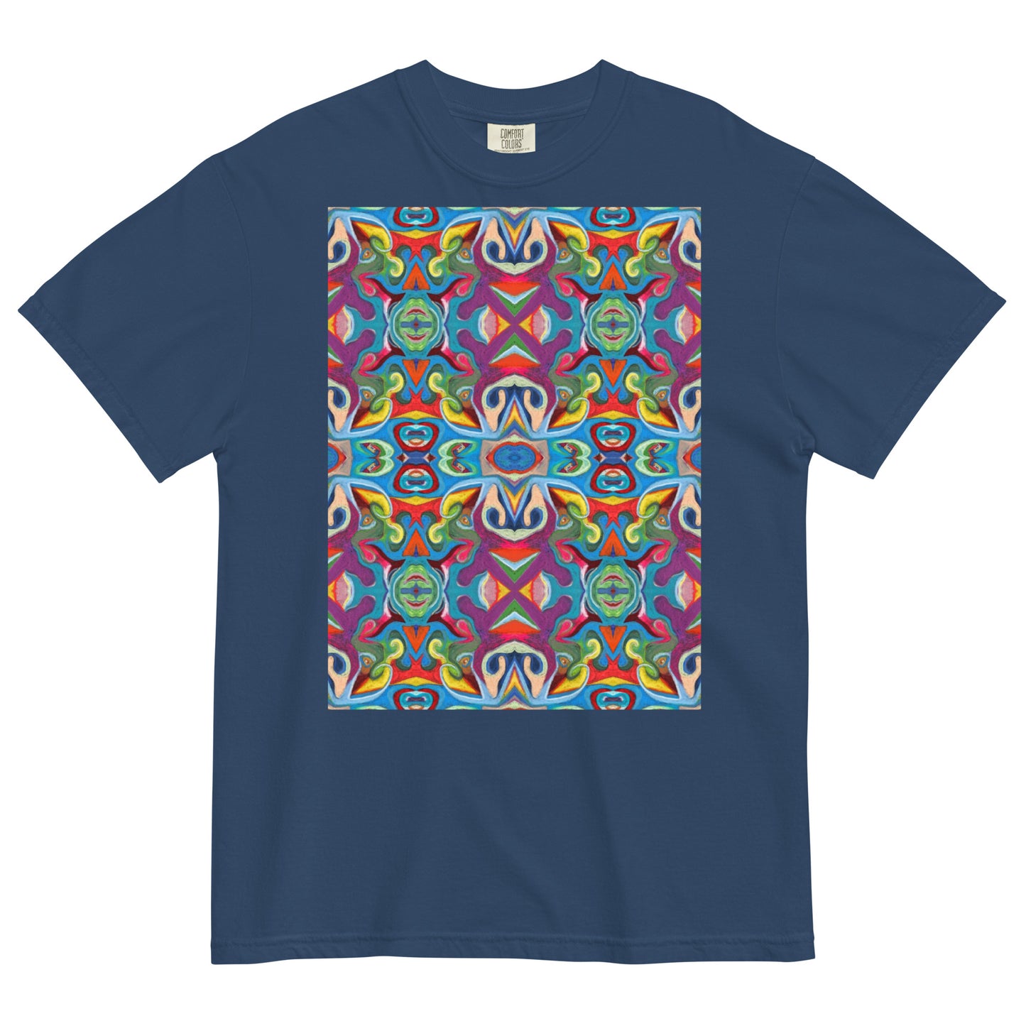 B. BATTERN, Gulgar EZU, BBB Navy T-Shirt Front, Colorful Pattern, Berlin Artist, Limited Edition Designer Collection, Fashion Label, Art Collection, baobabwod