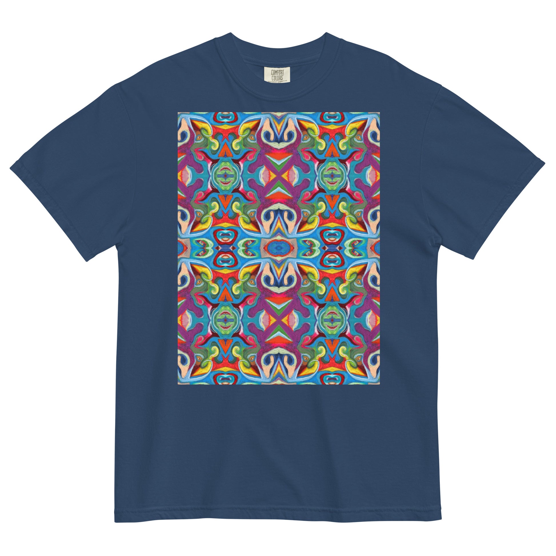 B. BATTERN, Gulgar EZU, BBB Navy T-Shirt Front, Colorful Pattern, Berlin Artist, Limited Edition Designer Collection, Fashion Label, Art Collection, baobabwod