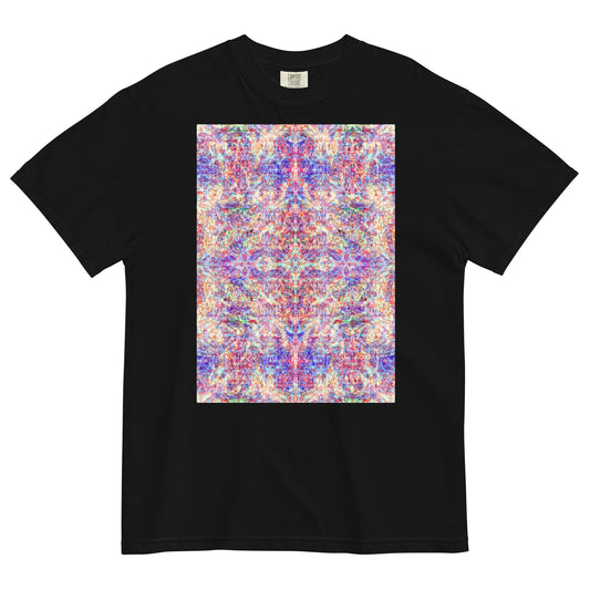 B. BATTERN, STRINGS IN SPACE, BBB Black T-Shirt Front, Colorful Pattern, Berlin Artist, Limited Edition Designer Collection, Fashion Label, Art Collection, baobabwod