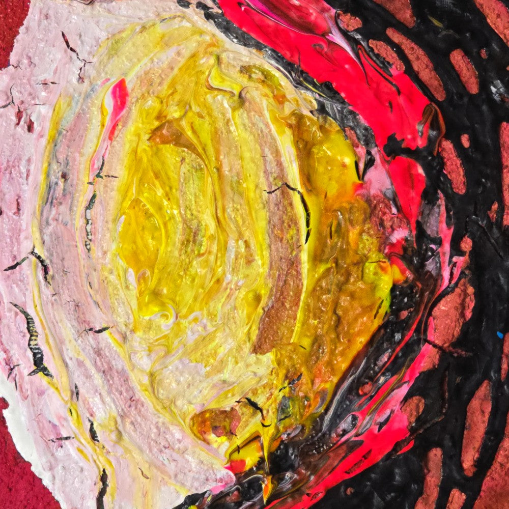 TAT 88 - 兆し (Emergence), baobabwod, 0 Exhibition, Artwork, Japanese Artist, Red Blue Painting, Black, Yellow, Original, Art Collection, baobabwod