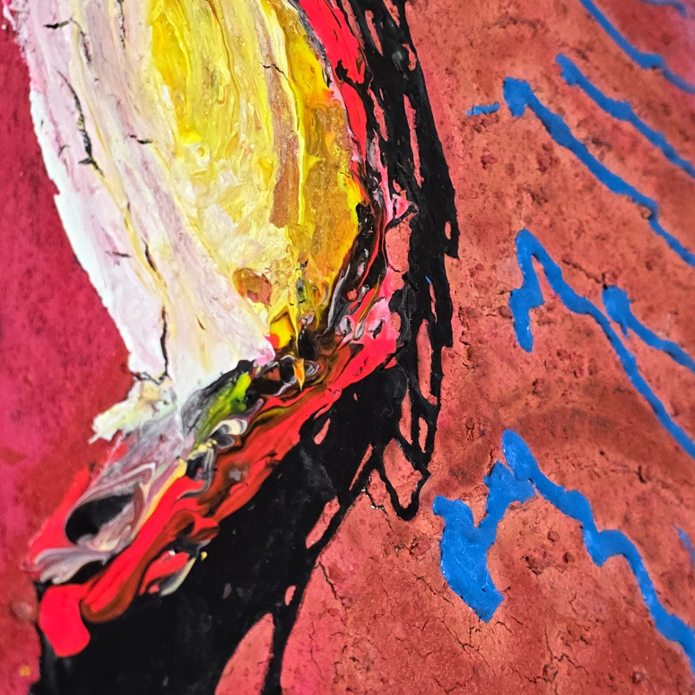 TAT 88 - 兆し (Emergence), baobabwod, 03 Exhibition, Artwork, Japanese Artist, Red Blue Painting, Black, Yellow, Original, Art Collection, baobabwod