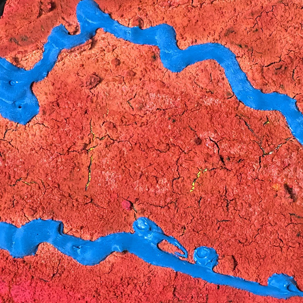 TAT 88 - 兆し (Emergence), baobabwod, 04 Exhibition, Artwork, Japanese Artist, Red Blue Painting, Black, Yellow, Original, Art Collection, baobabwod