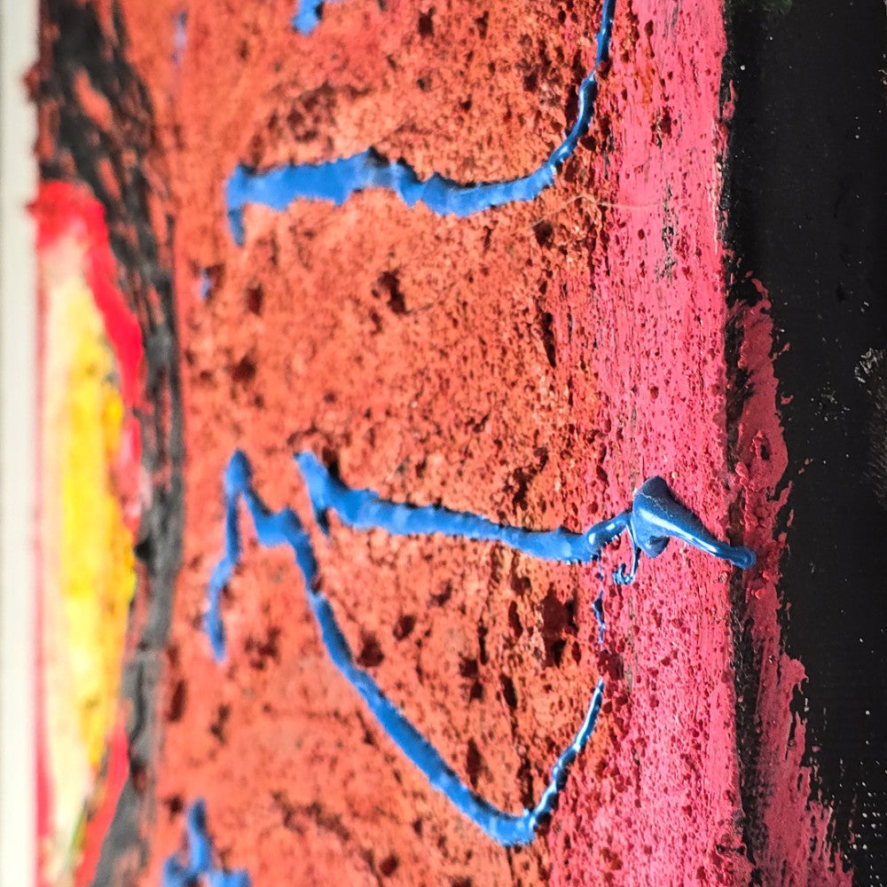 TAT 88 - 兆し (Emergence), baobabwod, 06 Exhibition, Artwork, Japanese Artist, Red Blue Painting, Black, Yellow, Original, Art Collection, baobabwod
