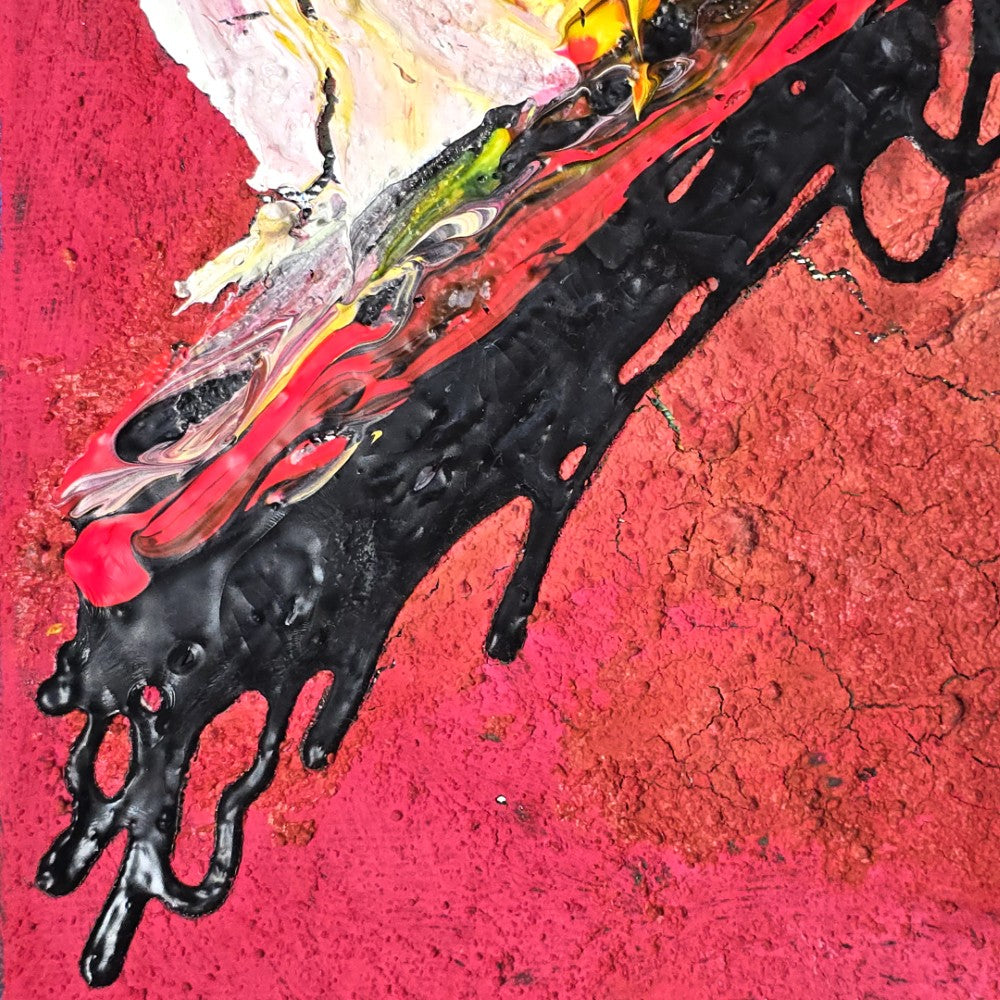 TAT 88 - 兆し (Emergence), baobabwod, 07  Exhibition, Artwork, Japanese Artist, Red Blue Painting, Black, Yellow, Original, Art Collection, baobabwod