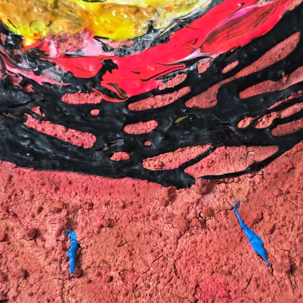 TAT 88 - 兆し (Emergence), baobabwod, 08  Exhibition, Artwork, Japanese Artist, Red Blue Painting, Black, Yellow, Original, Art Collection, baobabwod